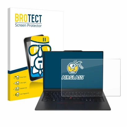 Front side of a product packaging with the brand logo BROTECT. Next to it is the device Lenovo ThinkPad X1 Carbon Gen 13 14" A