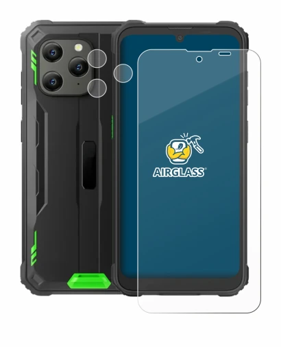 Image of the device Blackview BV5300 Plus (Front+Camera) with a wide variety of screen protectors.