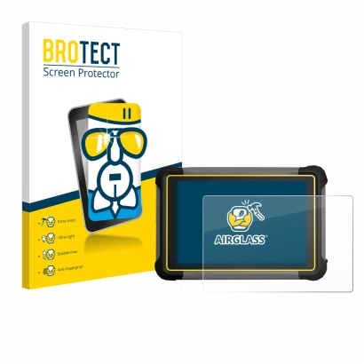 Front side of a product packaging with the brand logo BROTECT. Next to it is the device Leica iCON CC170 shown with the corres