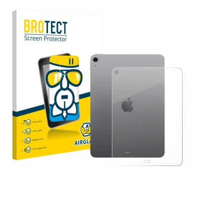 Front side of a product packaging with the brand logo BROTECT. Next to it is the device Apple iPad Air 11