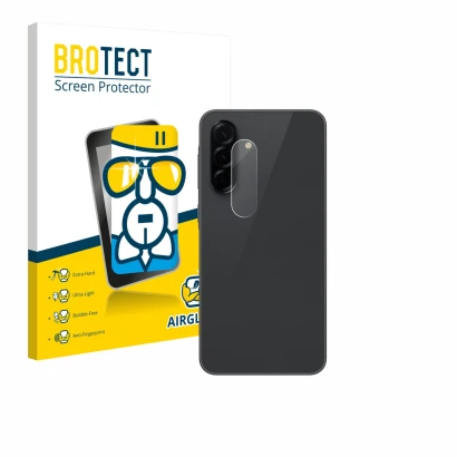Front side of a product packaging with the brand logo BROTECT. Next to it is the device Samsung Galaxy A36 5G (ONLY Camera Len