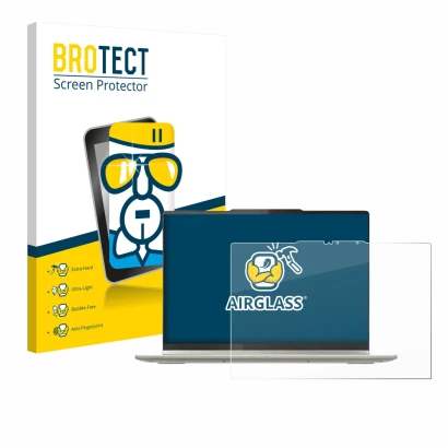 Front side of a product packaging with the brand logo BROTECT. Next to it is the device Lenovo Yoga 7 2-in-1 Gen 10 14