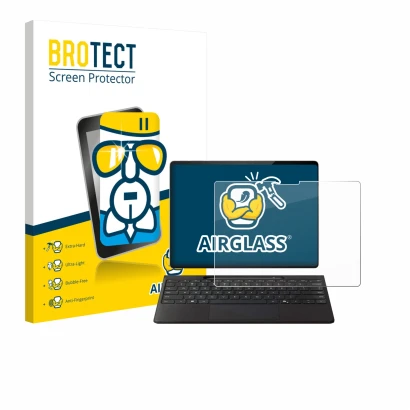 Front side of a product packaging with the brand logo BROTECT. Next to it is the device Microsoft Surface Pro Copilot+ 13