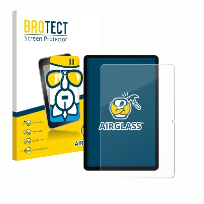 Front side of a product packaging with the brand logo BROTECT. Next to it is the device Samsung Galaxy Tab S11 (portrait) show