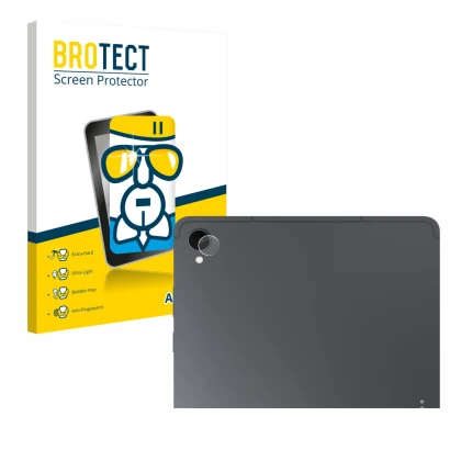 Front side of a product packaging with the brand logo BROTECT. Next to it is the device Samsung Galaxy Tab S11 (ONLY Camera Le