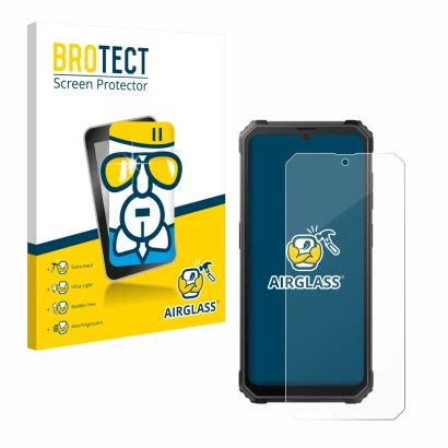 Front side of a product packaging with the brand logo BROTECT. Next to it is the device Blackview BV4800 shown with the corres