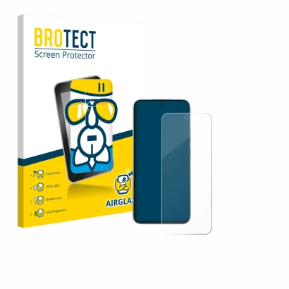 Front side of a product packaging with the brand logo BROTECT. Next to it is the device Xiaomi 15T shown with the correspondin