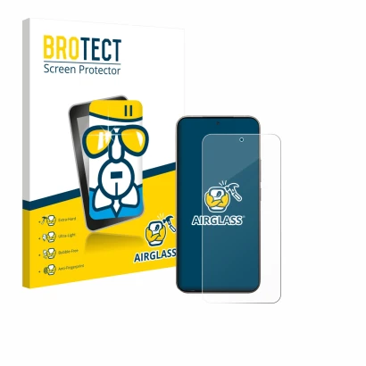 Front side of a product packaging with the brand logo BROTECT. Next to it is the device Xiaomi 15T Pro shown with the correspo