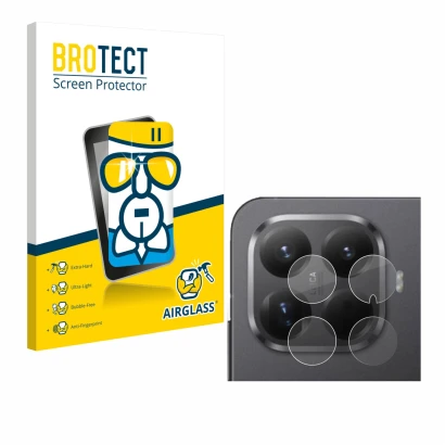 Front side of a product packaging with the brand logo BROTECT. Next to it is the device Xiaomi 15T Pro (ONLY Camera Lens) show