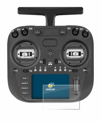 Image of the device Radiomaster TX15 Max with a wide variety of screen protectors.
