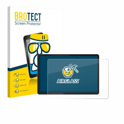 Front side of a product packaging with the brand logo BROTECT. Next to it is the device Lenovo Idea Tab Plus 12.1