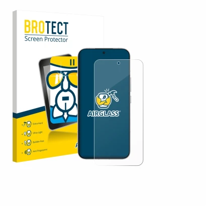 Front side of a product packaging with the brand logo BROTECT. Next to it is the device Xiaomi Poco F8 Ultra shown with the co