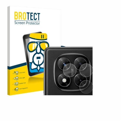 Front side of a product packaging with the brand logo BROTECT. Next to it is the device Xiaomi Redmi Note 14 Pro 4G (ONLY Came