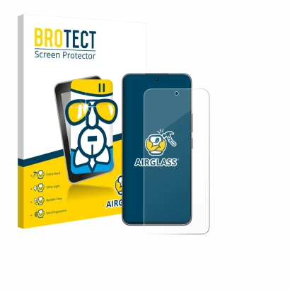 Front side of a product packaging with the brand logo BROTECT. Next to it is the device Honor X60 GT shown with the correspond