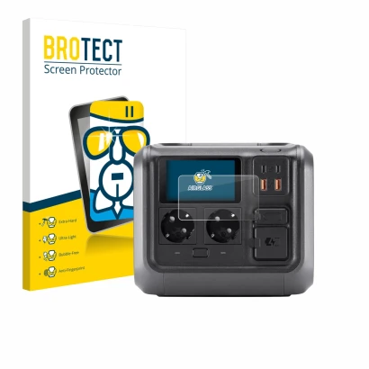 Front side of a product packaging with the brand logo BROTECT. Next to it is the device DJI Power 500 shown with the correspon