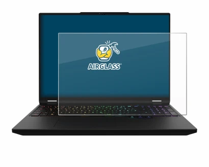 Image of the device XMG Apex 16 Max with a wide variety of screen protectors.