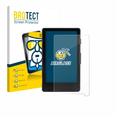 Front side of a product packaging with the brand logo BROTECT. Next to it is the device Xteink X4 shown with the corresponding