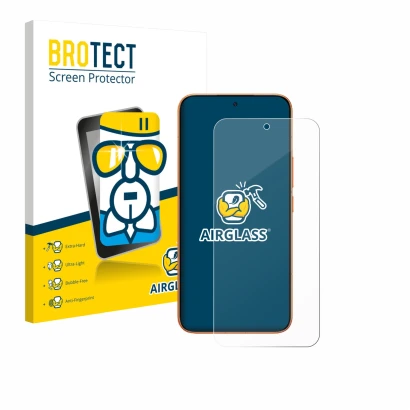 Front side of a product packaging with the brand logo BROTECT. Next to it is the device Xiaomi Redmi Turbo 5 Max shown with th