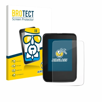 Front side of a product packaging with the brand logo BROTECT. Next to it is the device Giant RideDash Evo 2 shown with the co