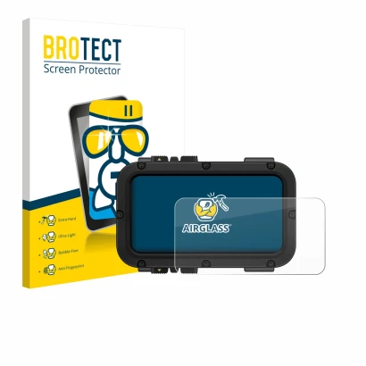 Front side of a product packaging with the brand logo BROTECT. Next to it is the device Suunto Nautic shown with the correspon