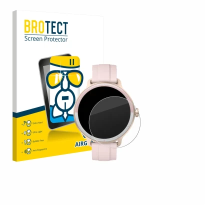 Front side of a product packaging with the brand logo BROTECT. Next to it is the device KIBFLE DR03 1.27" shown with the corre