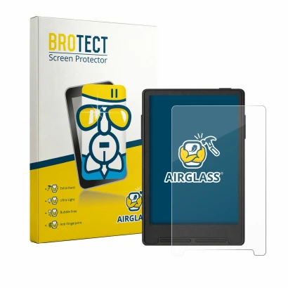 Front side of a product packaging with the brand logo BROTECT. Next to it is the device Xteink X3 shown with the corresponding