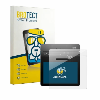 Front side of a product packaging with the brand logo BROTECT. Next to it is the device Pax A3700 shown with the corresponding