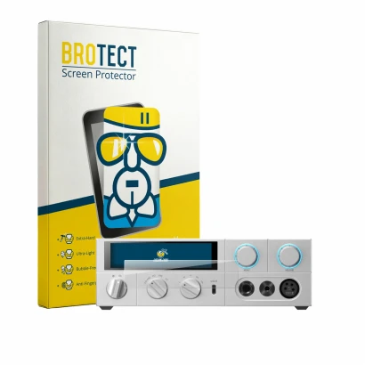 Front side of a product packaging with the brand logo BROTECT. Next to it is the device FiiO K15 shown with the corresponding 