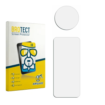 Front side of a product packaging with the brand logo BROTECT. Next to it is the corresponding screen protector.