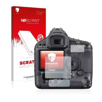 Front side of a product packaging with the brand logo upscreen. Next to it is the device Canon EOS 1Ds Mark III shown with the