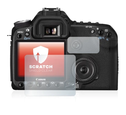 Image of the device Canon EOS 50D with a wide variety of screen protectors.