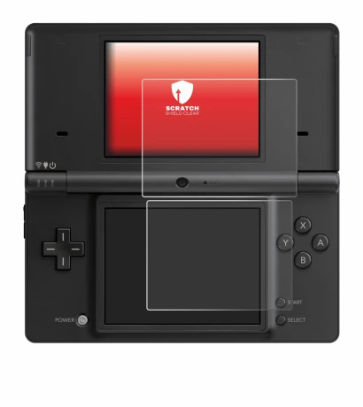 Image of the device Nintendo DSi with a wide variety of screen protectors.