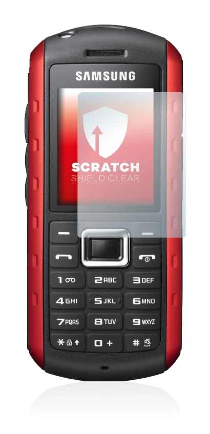 Image of the device Samsung B2100 with a wide variety of screen protectors.