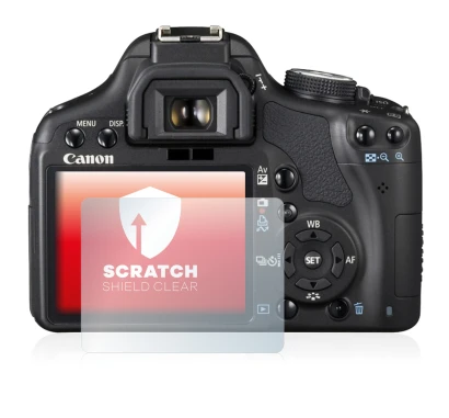 Image of the device Canon EOS 500D with a wide variety of screen protectors.
