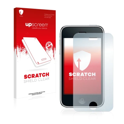 Front side of a product packaging with the brand logo upscreen. Next to it is the device Apple iPhone 3GS shown with the corre