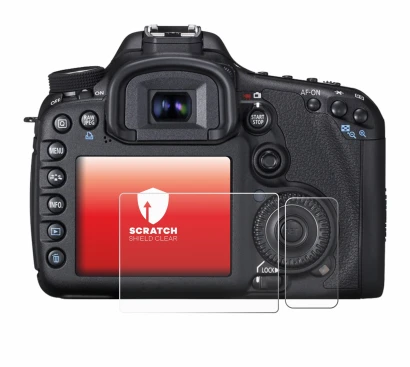 Image of the device Canon EOS 7D with a wide variety of screen protectors.