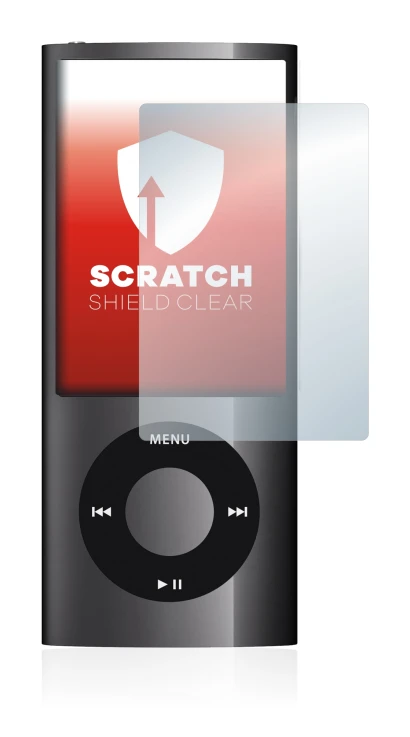 Image of the device Apple iPod nano 2009 (5th. Gen.) with a wide variety of screen protectors.