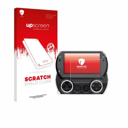 Front side of a product packaging with the brand logo upscreen. Next to it is the device Sony PSP Go shown with the correspond