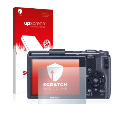 Front side of a product packaging with the brand logo upscreen. Next to it is the device Ricoh GR Digital III (2009-2011) show