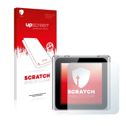 Front side of a product packaging with the brand logo upscreen. Next to it is the device Apple iPod nano 2010 (6th. Gen.) show