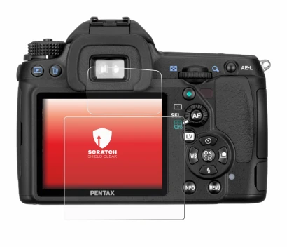 Image of the device Pentax K5, K-5 with a wide variety of screen protectors.