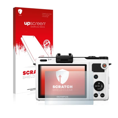 Front side of a product packaging with the brand logo upscreen. Next to it is the device Olympus XZ-1 shown with the correspon