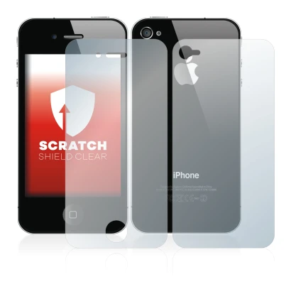 Image of the device Apple iPhone 4S (Front+Back) with a wide variety of screen protectors.