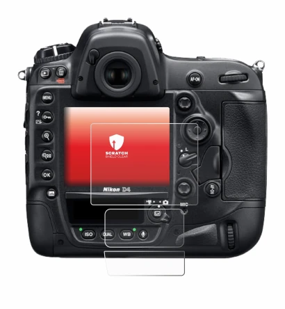 Image of the device Nikon D4 with a wide variety of screen protectors.