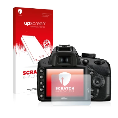 Front side of a product packaging with the brand logo upscreen. Next to it is the device Nikon D3200 shown with the correspond