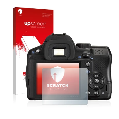 Front side of a product packaging with the brand logo upscreen. Next to it is the device Pentax K-30 shown with the correspond