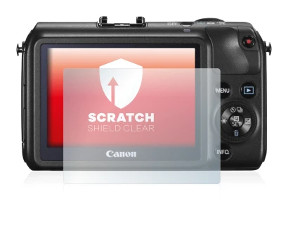 Image of the device Canon EOS M with a wide variety of screen protectors.
