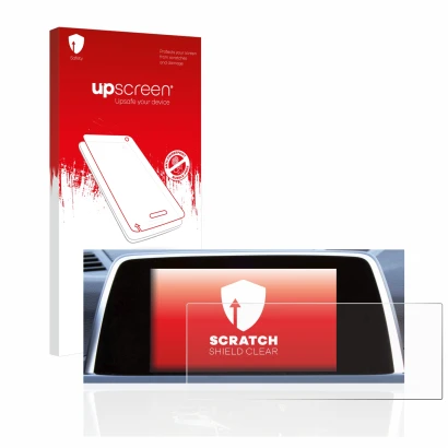 Front side of a product packaging with the brand logo upscreen. Next to it is the device BMW 6 F13 Coupe 2011 iDrive Pro 10.2"