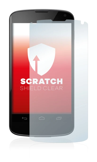 Image of the device Google Nexus 4 with a wide variety of screen protectors.