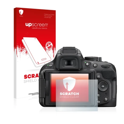 Front side of a product packaging with the brand logo upscreen. Next to it is the device Nikon D5200 shown with the correspond